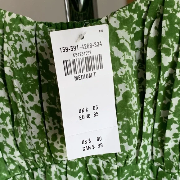 Abercrombie & Fitch Green Puff Sleeve Mini Dress NWT Medium Tall - Picture 8 of 12